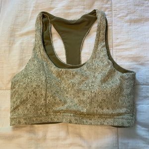 Gymshark Padded Sports Bra. Green and White. Size Medium.